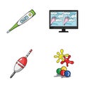 Medicine, fishing and other web icon in cartoon style.technology, paintball icons in set collection. Royalty Free Stock Photo