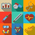 Medicine and health care colorful flat icons set Royalty Free Stock Photo