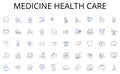 Medicine health care line icons collection. Passion, Excitement, Elation, Zeal, Fervor, Ardor, Gusto vector and linear