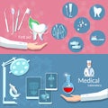 Medicine health dentistry dental treatment care banners Royalty Free Stock Photo