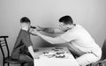 Medicine and health. happy child with father with stethoscope. small boy with dad play. Future career. father and son in Royalty Free Stock Photo