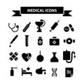 Medicine and health icons set. Simple flat design. Royalty Free Stock Photo