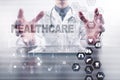 Medicine and healthcare concept. Medical doctor working with modern pc. Electronic health record. EHR, EMR. Royalty Free Stock Photo