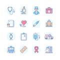 Medicine and Healthcare - line design style icons set