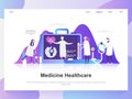 Medicine and healthcare modern flat design concept. Landing page template. Royalty Free Stock Photo