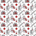 Medicine and healthcare vector seamless pattern.