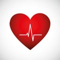 Medicine heartbeat flat lines cardiogram inside a red heart icon