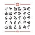 Medicine Hospital First Aid Health 32 Vector Icons Set