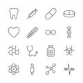 Medicine icon set vector. Line health symbol collection isolated