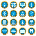 Medicine icons blue circle set