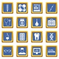 Medicine icons set blue