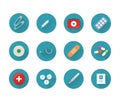 Medicine Icons Set Collection on Web Buttons.