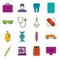 Medicine icons doodle set