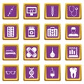 Medicine icons set purple
