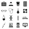 Medicine icons set, simple style