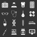 Medicine icons set grey vector