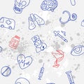 Medicine icons vector doodle seamless background