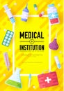 Medicine information cards set. Medical template of flyer, magazines, posters, book cover, banners. Clinical infographic