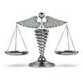 Medicine and justice. Caduceus symbol as scales. Conceptual image.