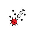 medicine kill coronavirus line illustration icon. Signs and symbols can be used for web, logo, mobile app, UI, UX