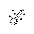 medicine kill coronavirus line illustration icon on white background