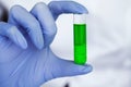 Medicine. Lab Technician Doing Chemistry Experiment. Close Up Of Scientist Checking Test Tube In Laboratory