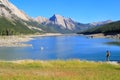 Medicine lake in Jasper national park, Alberta, Canada Royalty Free Stock Photo