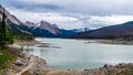 Medicine Lake in Jasper National Park in the Canadian Rockies Royalty Free Stock Photo