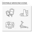 Medicine line icons set