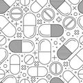 Medicine linear pills seamless pattern