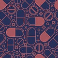 Medicine linear pills seamless pattern