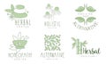 Medicine logos. Emblem for herbal and homeopathy , holistic, alternative, herbal med vector set