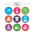 Medicine, medical health and diagnosis icons.