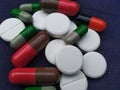 Medicine Medical Healthcare Antibiotics Antihistamine Pills Capsule Paracetamol Omprezole Ocid Cure Amber Colour