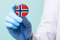 Medicine in Norway is free and paid. Expensive medical insurance. Treatment of disease at the highest level Doctor holding Royalty Free Stock Photo