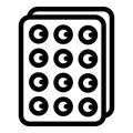 Medicine pack pills icon, outline style