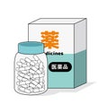 Medicine package vector illustration / Japanese