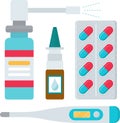 Medicine, pharmacy hospital mini set of drugs Vector illustration Royalty Free Stock Photo