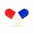 Spilled medicines from opened medicine container Royalty Free Stock Photo