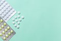 Medicine, pharmacy, treatment, therapy, various pills antibiotics antiviral analgesics pain relieving antidepressants hormones in