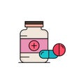 medicine, Pill, capsule, drugs, tablet Flat Color Icon Vector