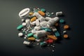 Medicine Pills Addiction. Overprescribing Antibiotics, Drugs Addiction Concept. Ai generated