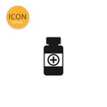 Medicine pills bottle icon isolated flat style. Royalty Free Stock Photo