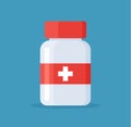 Medicine Pills Bottle with Pills over It. Pharmacy and Treatment Concept Vector Illustration Royalty Free Stock Photo