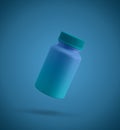 Medicine or pills modern plastic bottle falling 3d Render Royalty Free Stock Photo