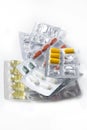 medicine pills in packs.Pills in blister pack,Capsules and pill packed in blisters Royalty Free Stock Photo