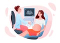 Medicine pregnancy consultation, doctor examining pregnant woman with ultrasound scanner