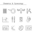 Medicine and pregnancy vector line icon