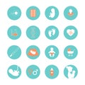 Medicine and pregnancy vector line icons set