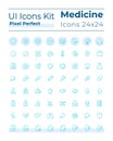 Medicine related pixel perfect gradient linear ui icons set Royalty Free Stock Photo